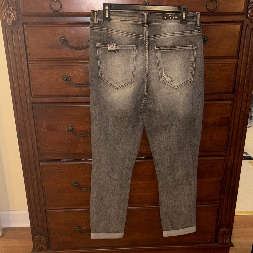 Risen Women's distressed Black Jeans - Picture 2 of 4
